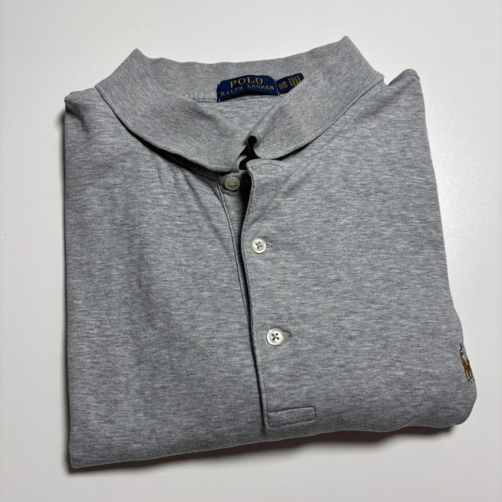 Polo Ralph Lauren Solf Cotton Polo Mens 2XB Gray Heather Big & Tall Pony Shirt